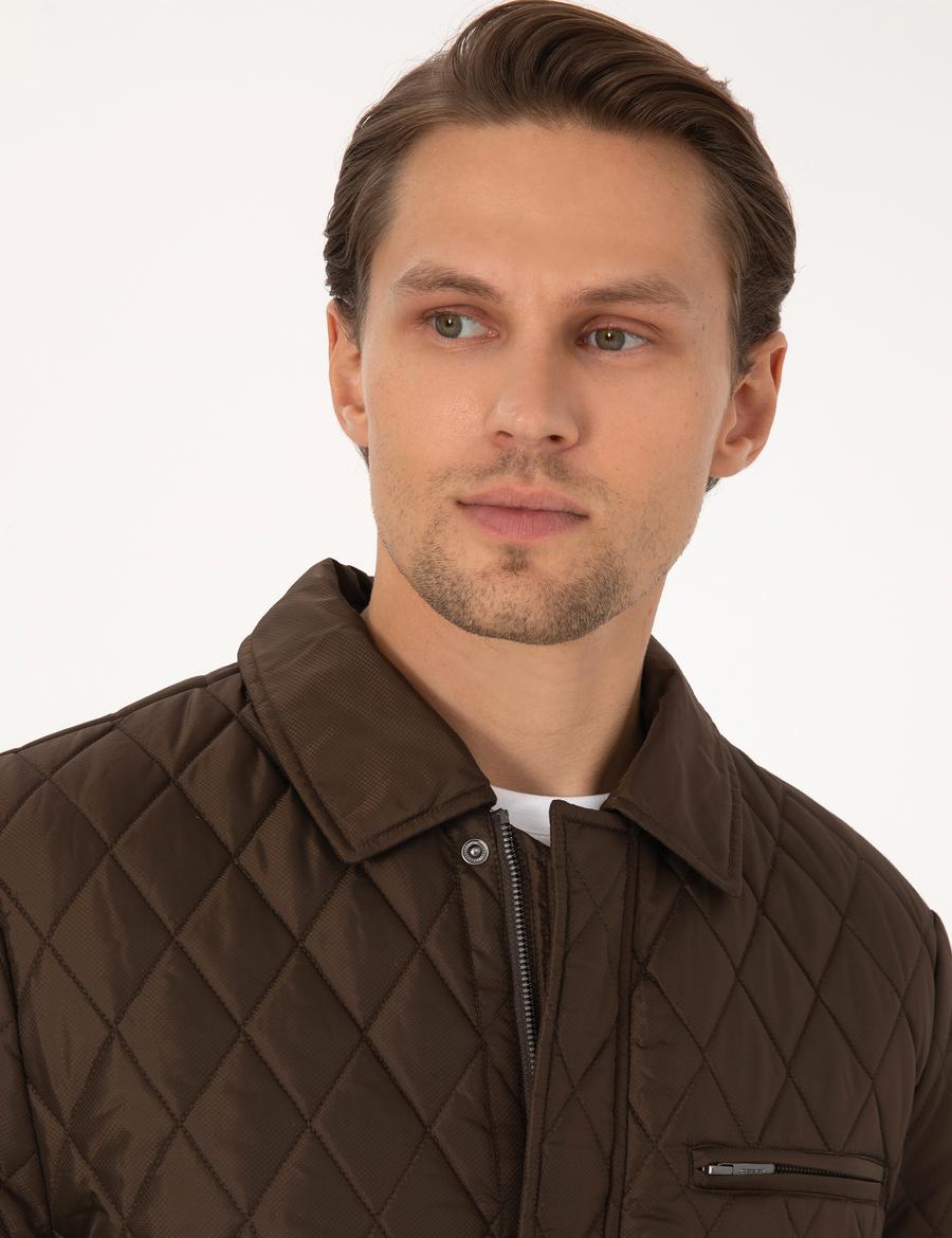 Kahverengi Gömlek Yaka Mont