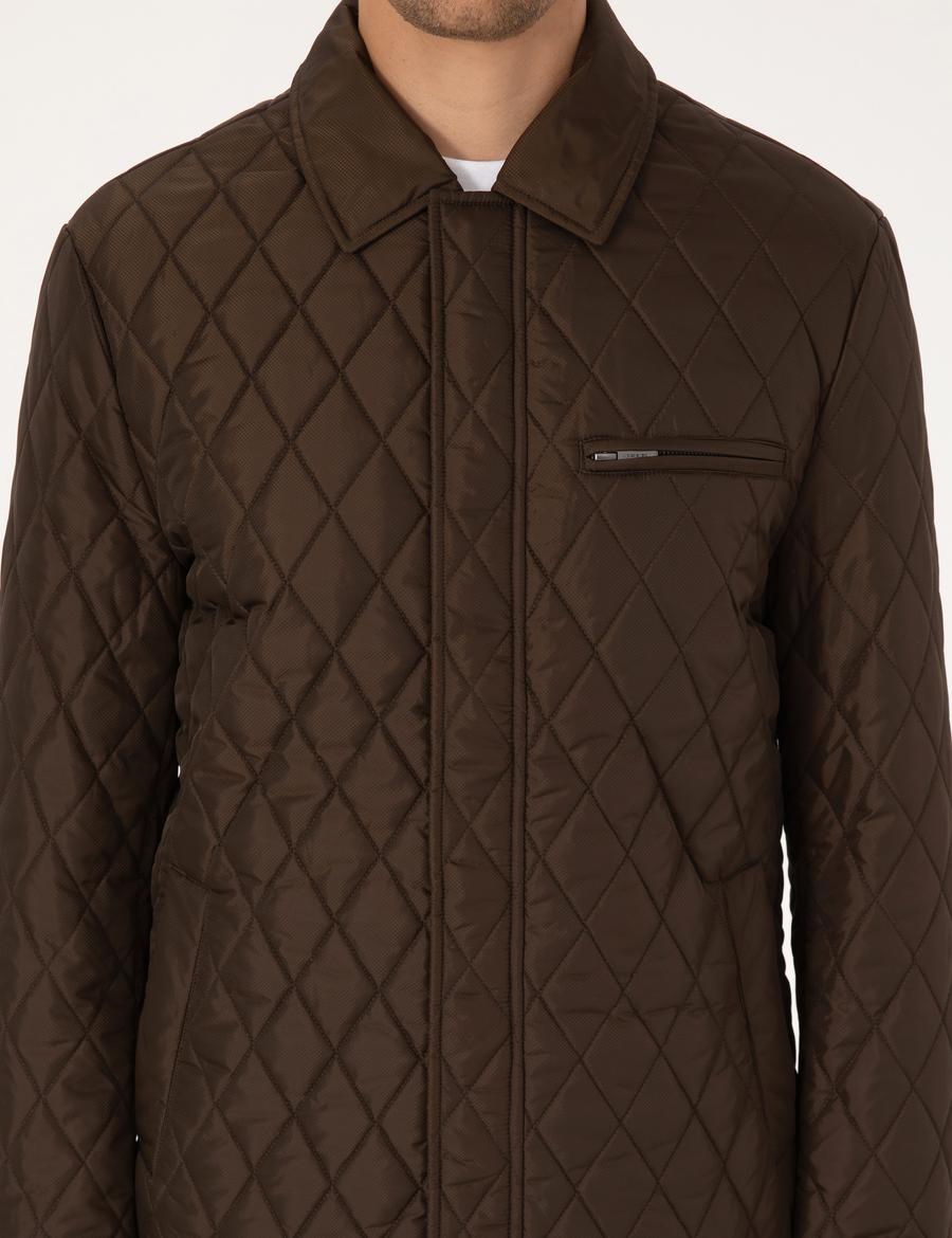 Kahverengi Gömlek Yaka Mont