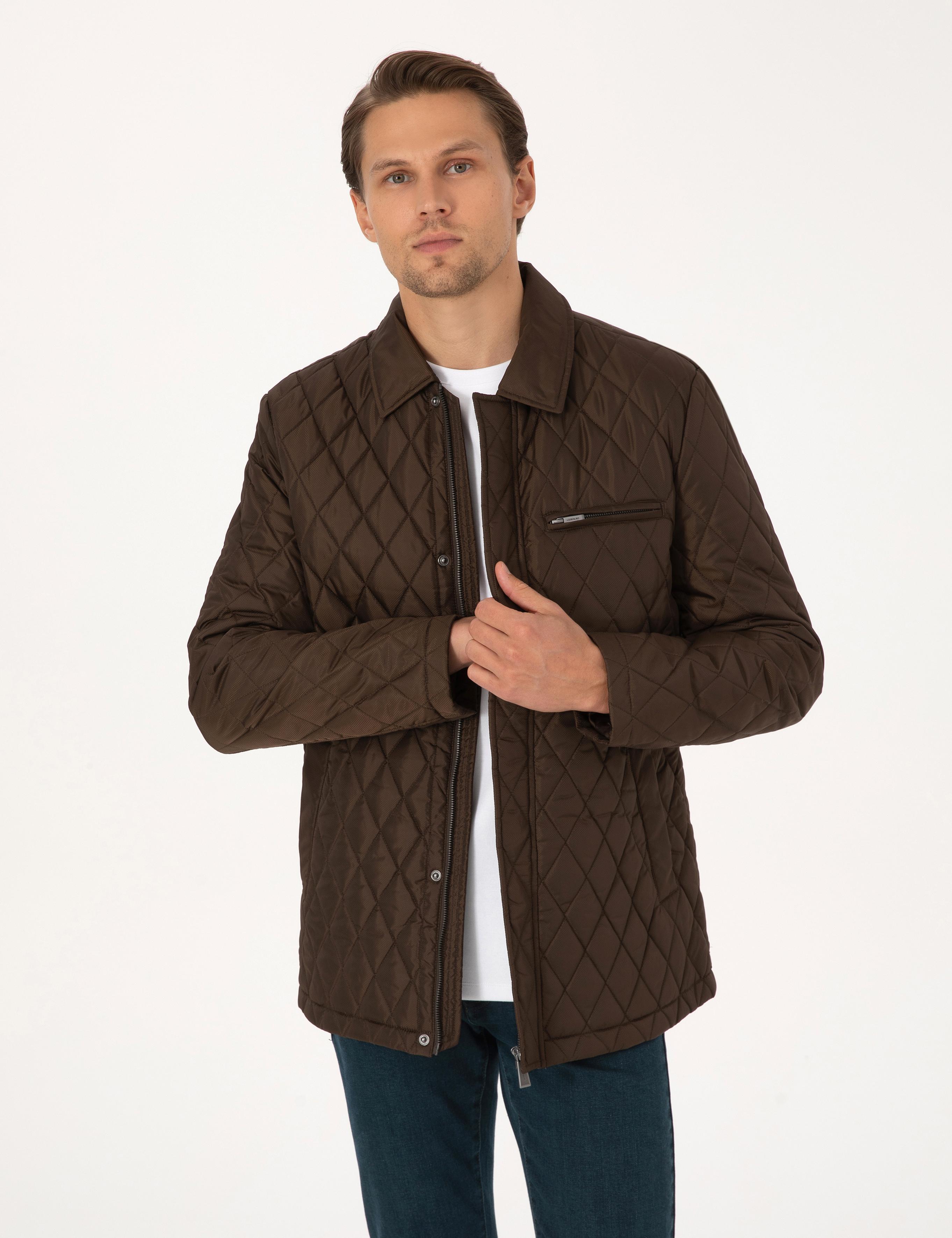 Kahverengi Gömlek Yaka Mont