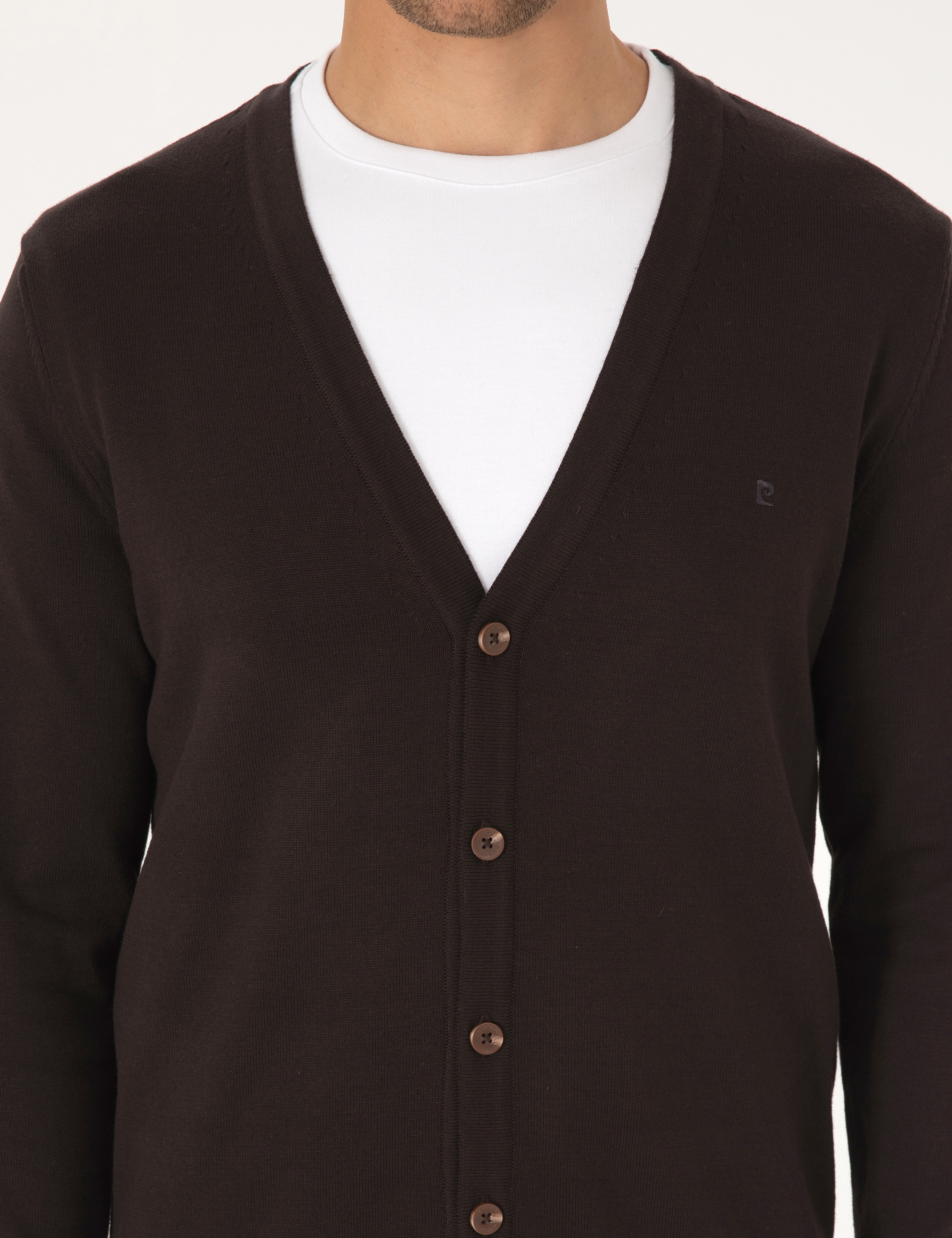 Koyu Kahverengi Slim Fit Basic Düğmeli Triko Hırka - Image 6