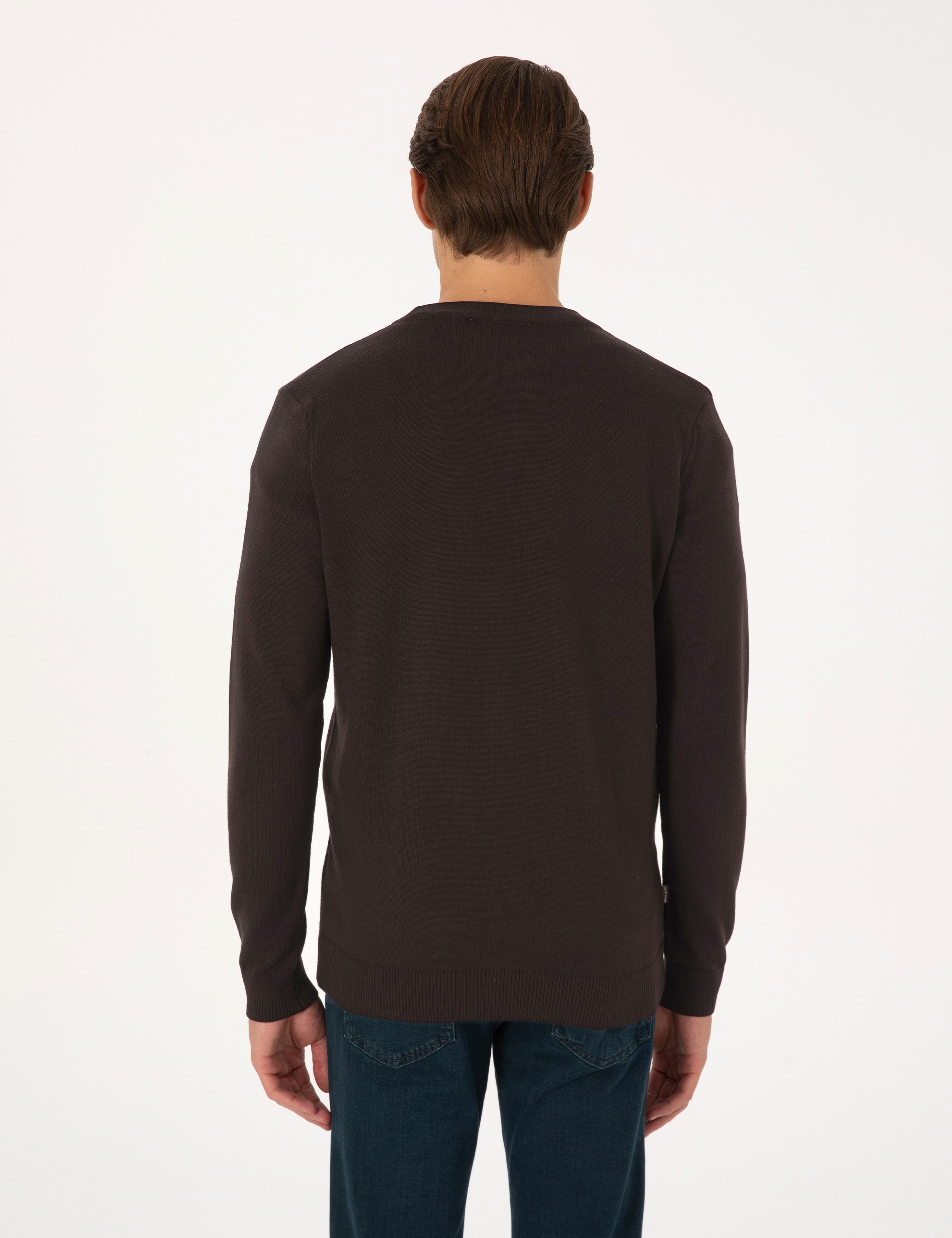 Koyu Kahverengi Slim Fit Basic Düğmeli Triko Hırka - Image 5