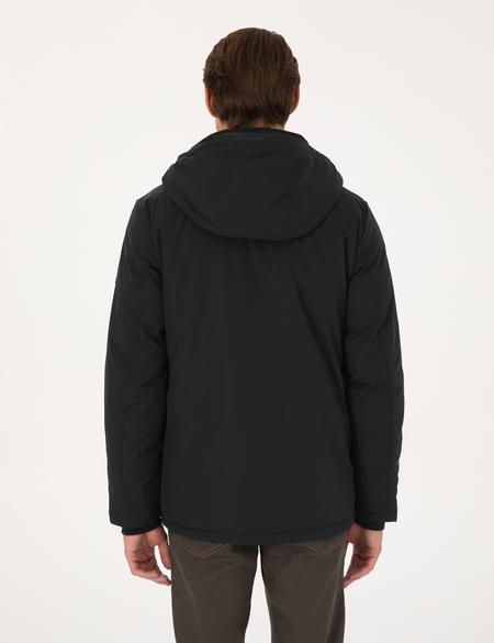 Siyah Kapüşonlu Mont - 50313983012