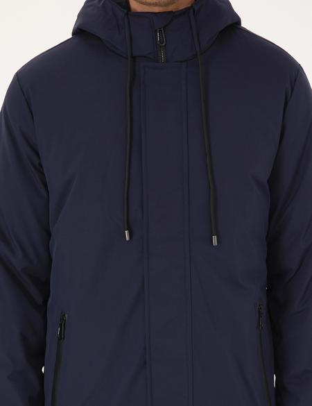 Lacivert Kapüşonlu Mont - 50313983008