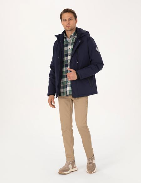 Lacivert Kapüşonlu Mont - 50313983008