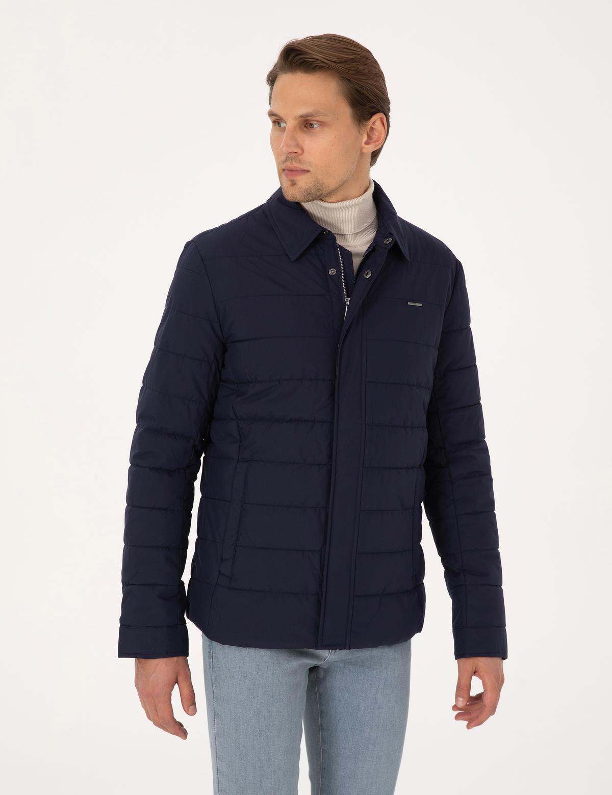 Lacivert Gömlek Yaka Mont - 50313938022