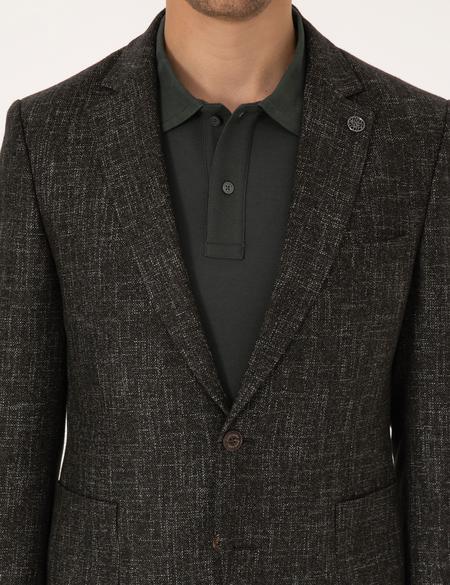 Haki Ex. Slim Fit Yün Karışımlı Ceket - 50311204014