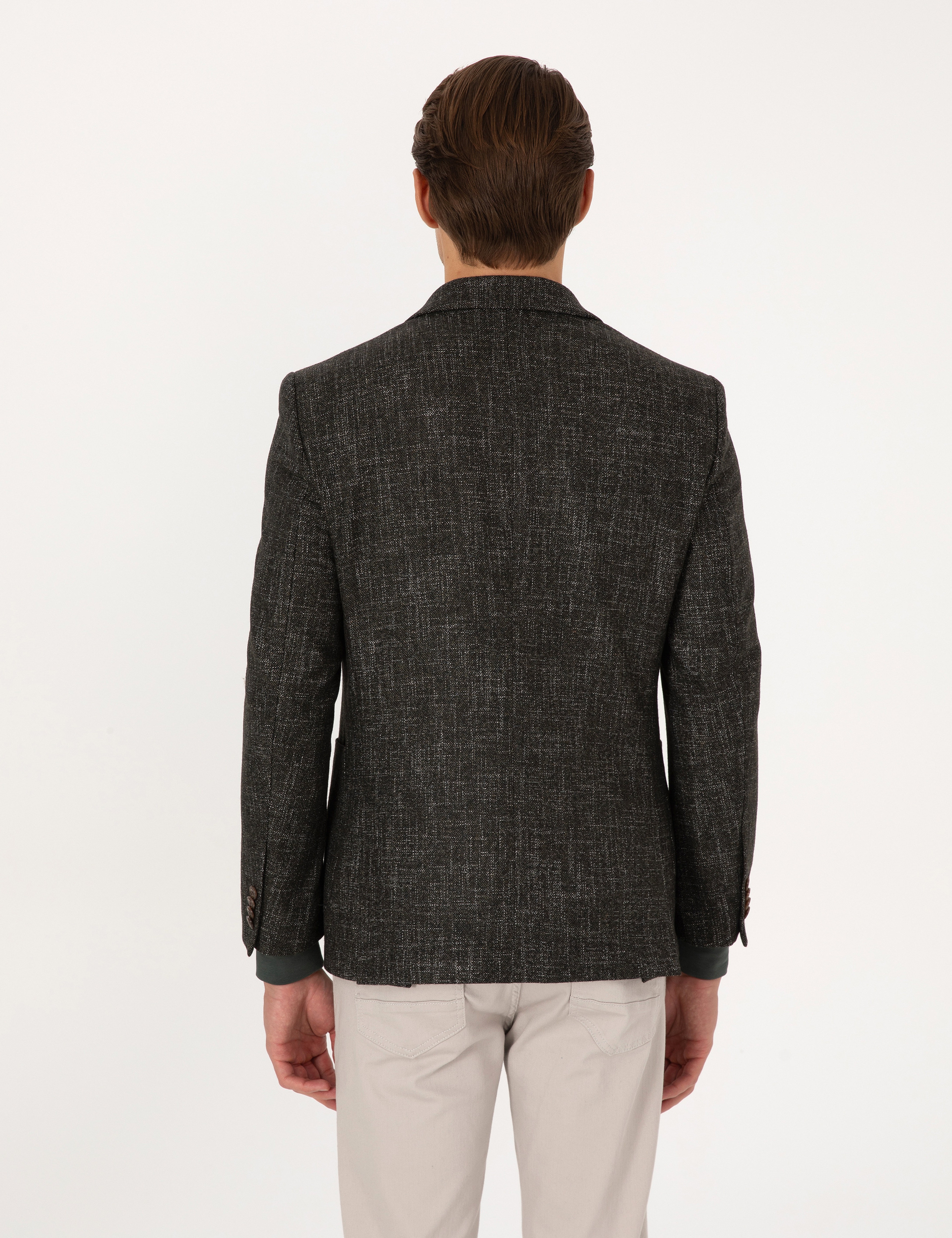 Haki Ex. Slim Fit Yün Karışımlı Ceket - Image 5