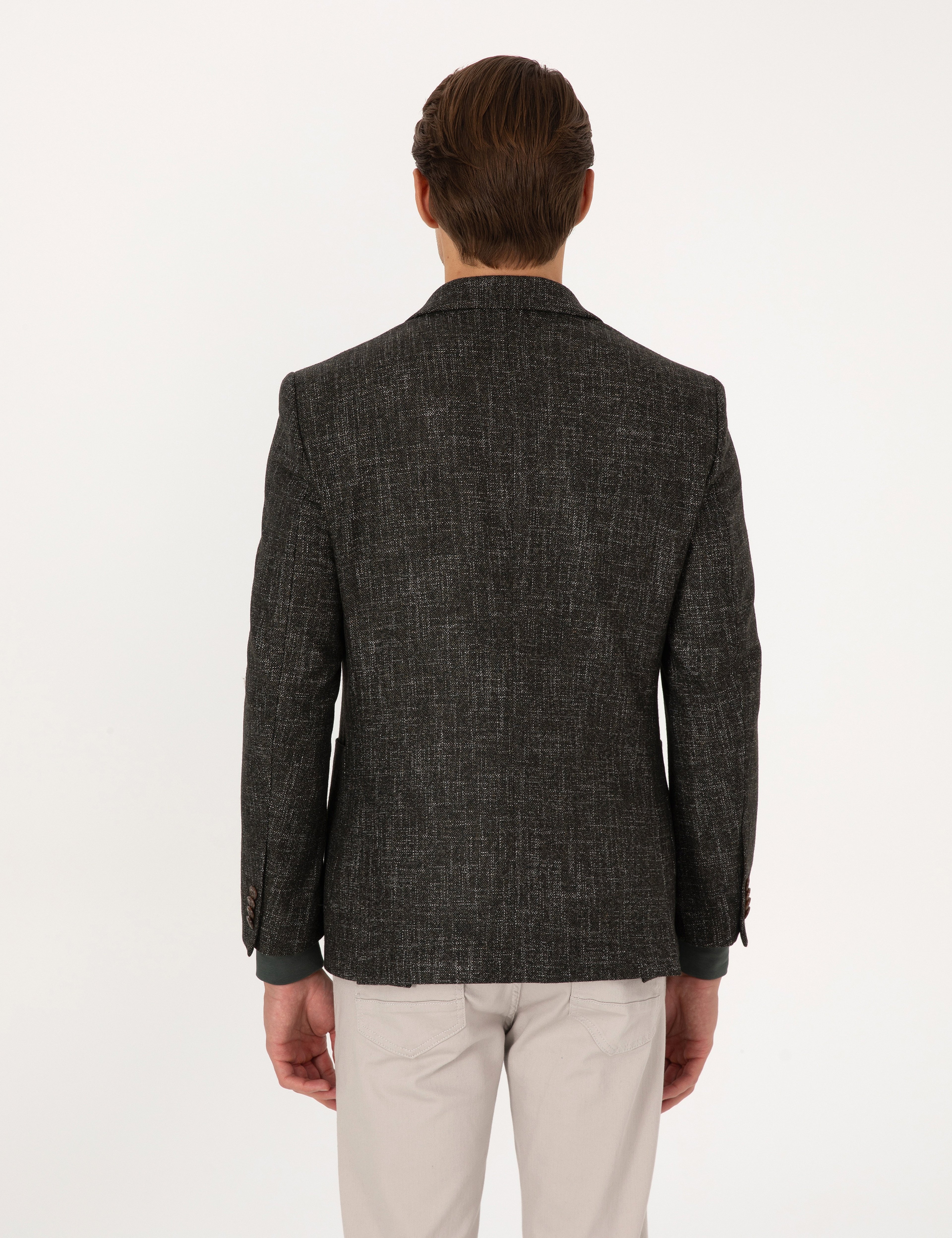 Haki Ex. Slim Fit Yün Karışımlı Ceket