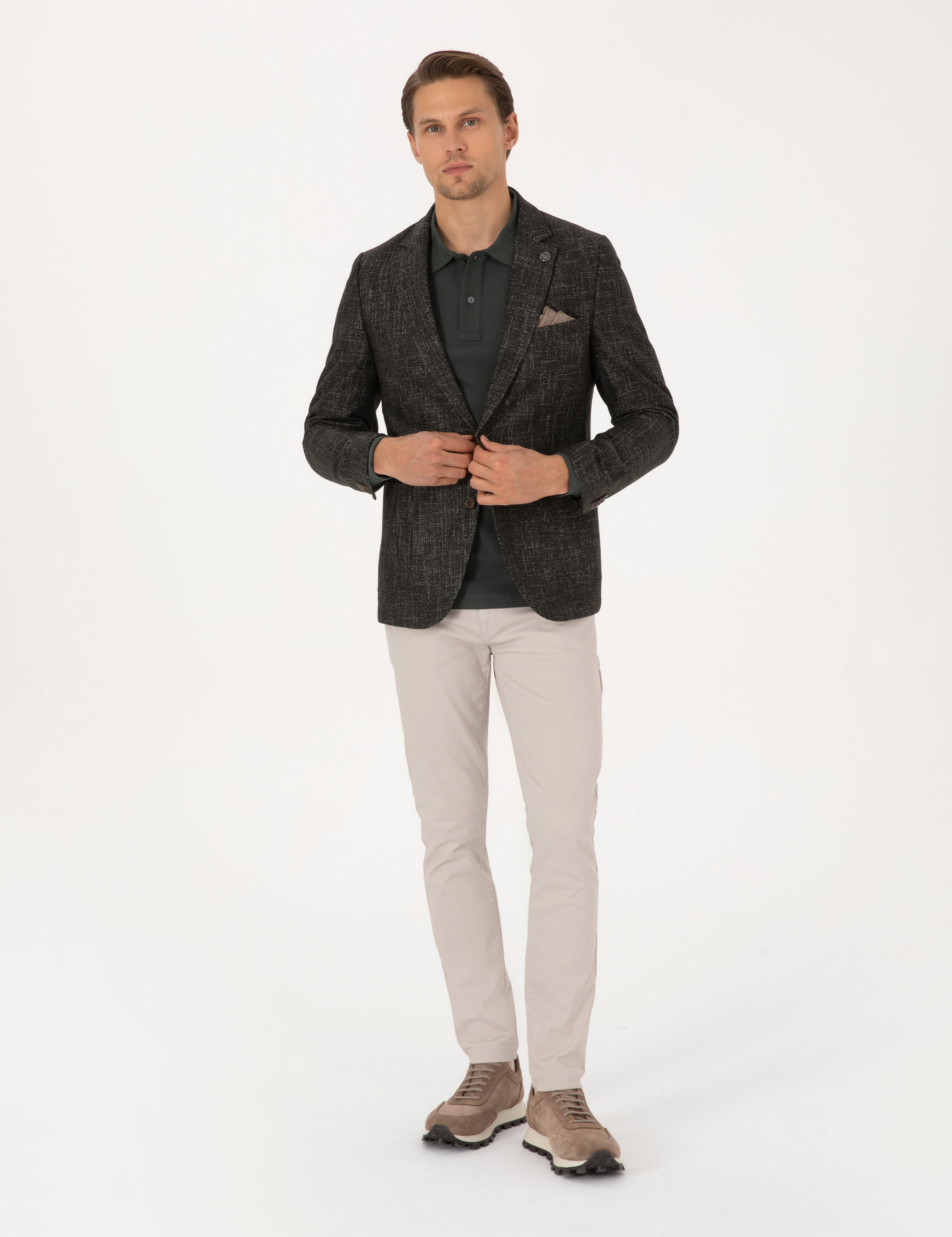 Haki Ex. Slim Fit Yün Karışımlı Ceket - Image 4