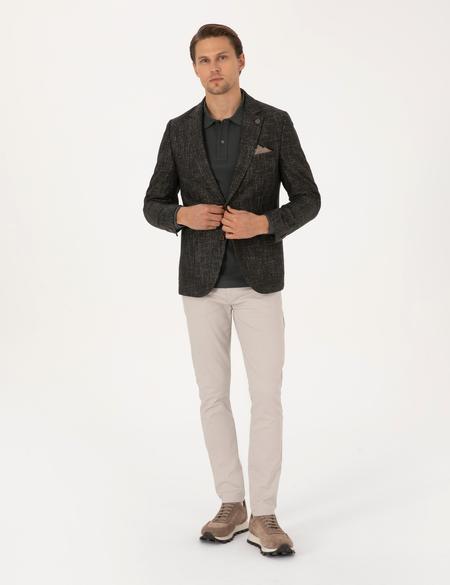 Haki Ex. Slim Fit Yün Karışımlı Ceket - 50311204014