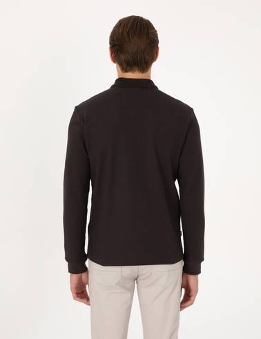 Koyu Kahverengi Slim Fit Sweatshirt