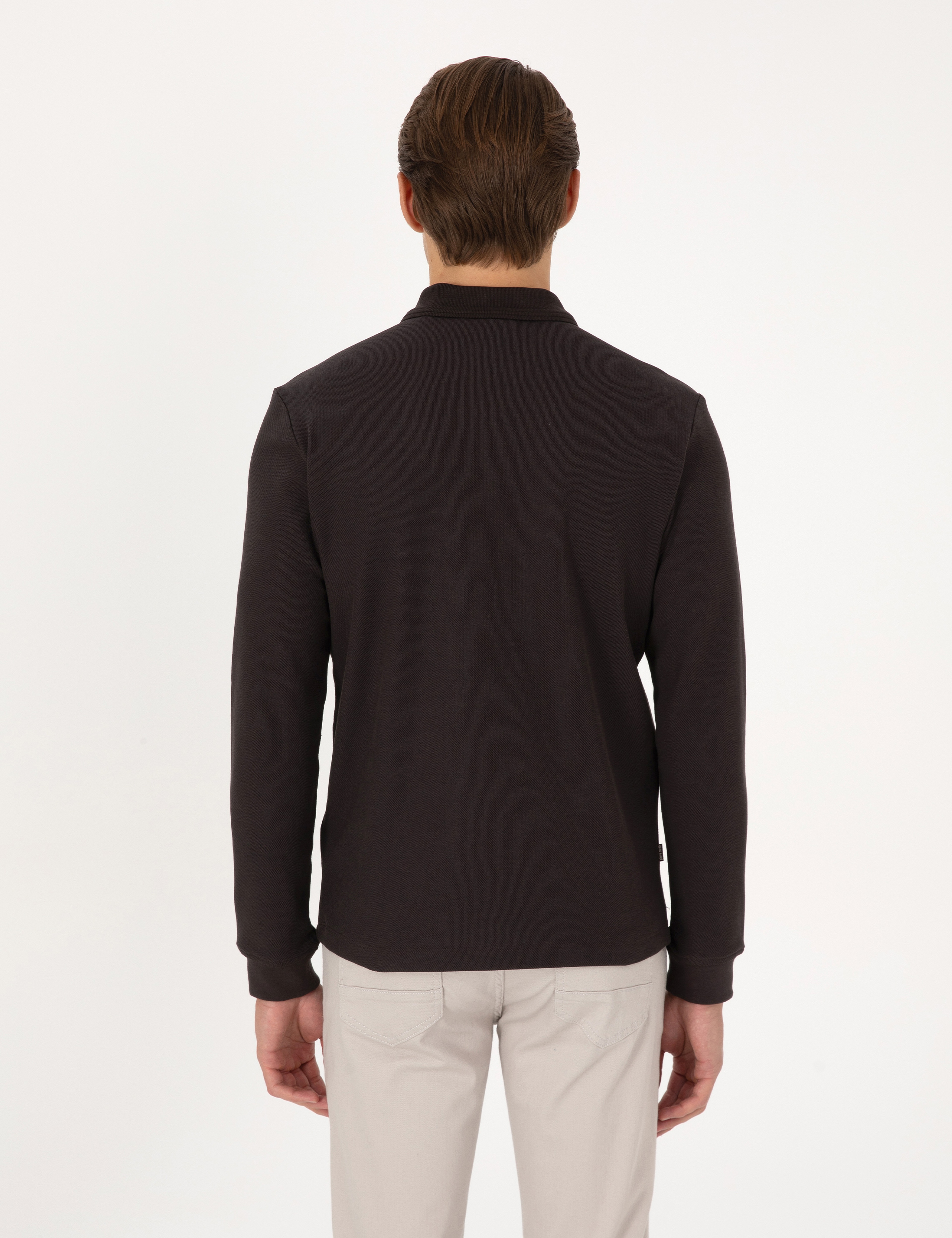Koyu Kahverengi Slim Fit Sweatshirt - Image 5