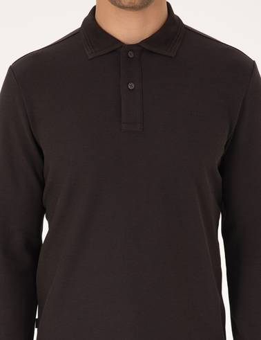 Koyu Kahverengi Slim Fit Sweatshirt
