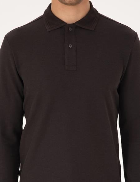 Koyu Kahverengi Slim Fit Sweatshirt - 50311678065