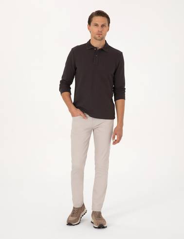 Koyu Kahverengi Slim Fit Sweatshirt