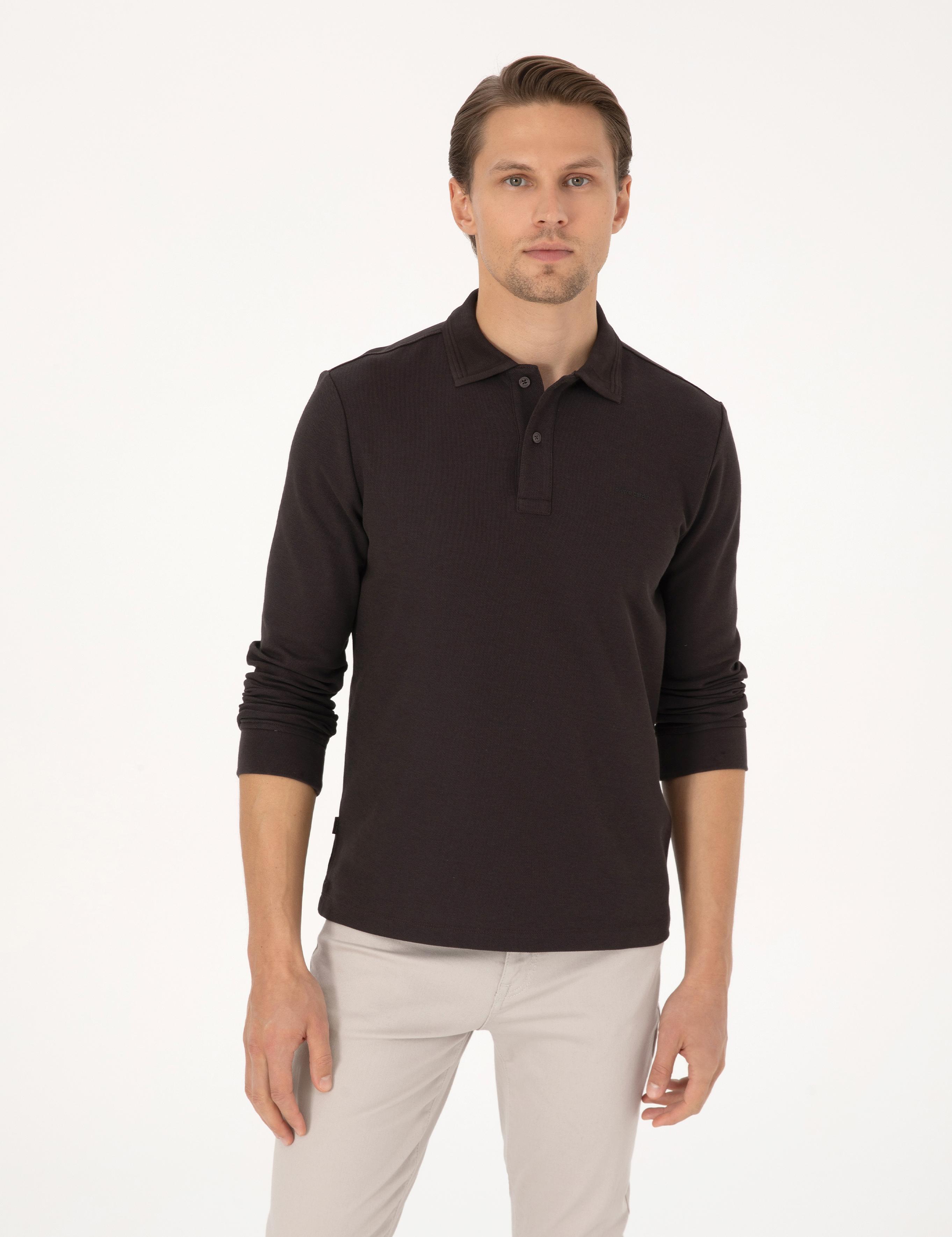 Koyu Kahverengi Slim Fit Sweatshirt