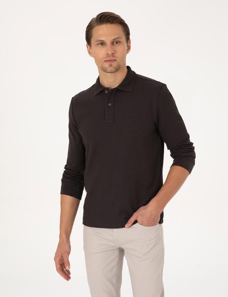 Koyu Kahverengi Slim Fit Sweatshirt - 50311678065