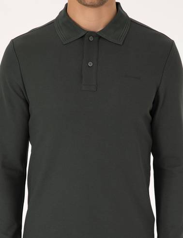 Koyu Haki Slim Fit Sweatshirt
