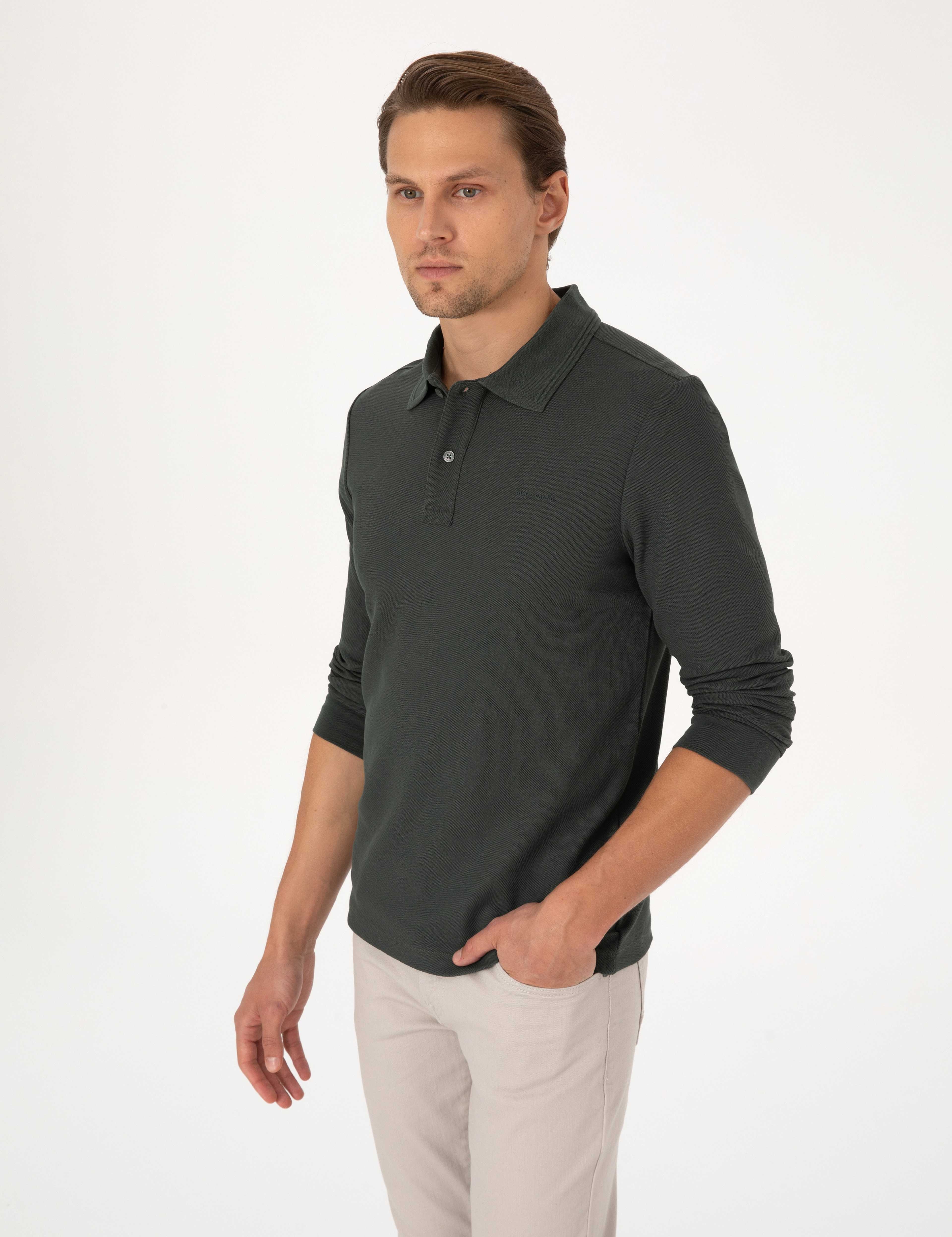 Koyu Haki Slim Fit Sweatshirt