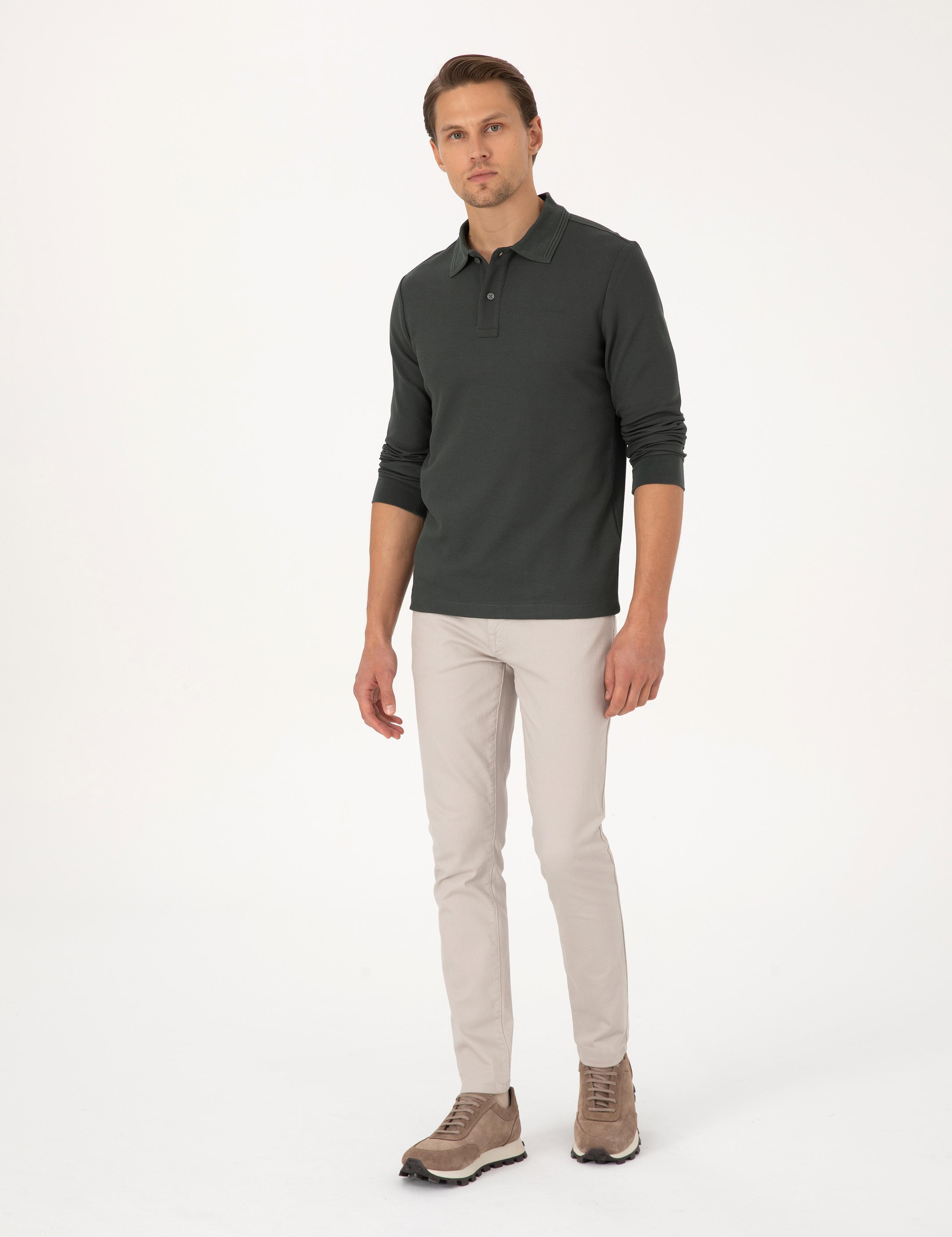 Koyu Haki Slim Fit Sweatshirt