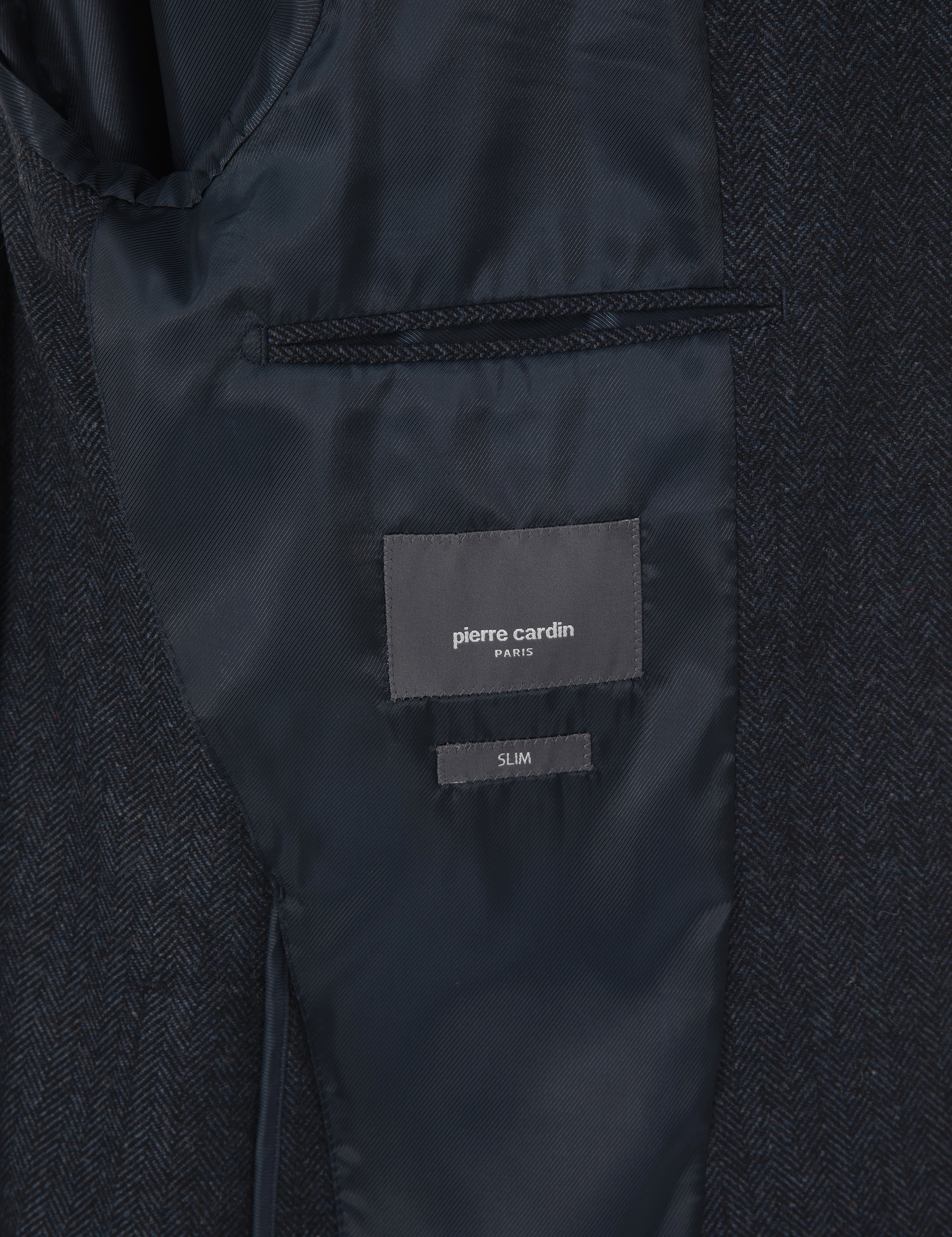 Lacivert Slim Fit Yün Karışımlı Balıksırtı Ceket - Image 6