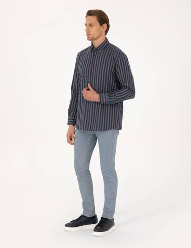 Lacivert Regular Fit Uzun Kollu Gömlek