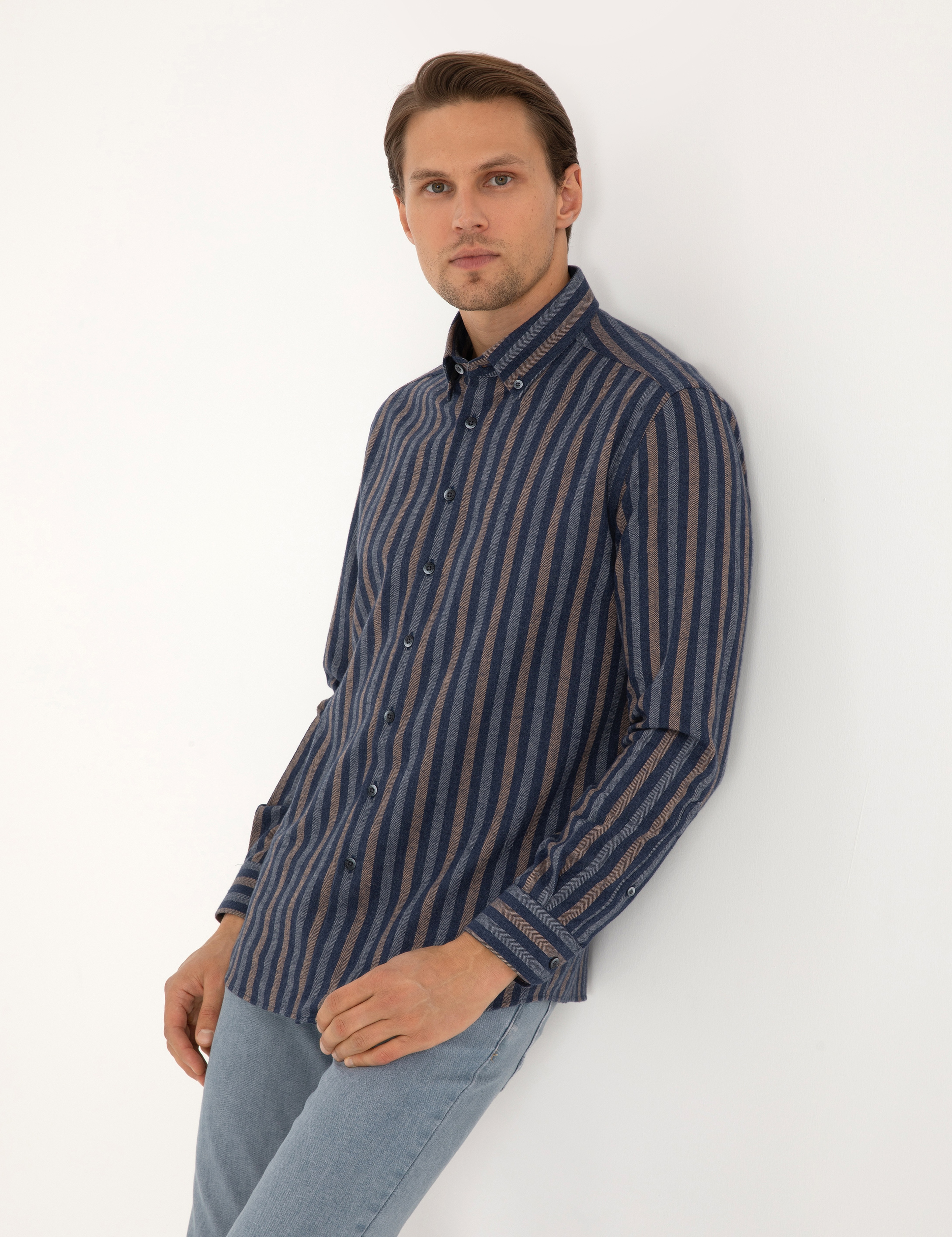 Lacivert Regular Fit Uzun Kollu Gömlek - Image 3