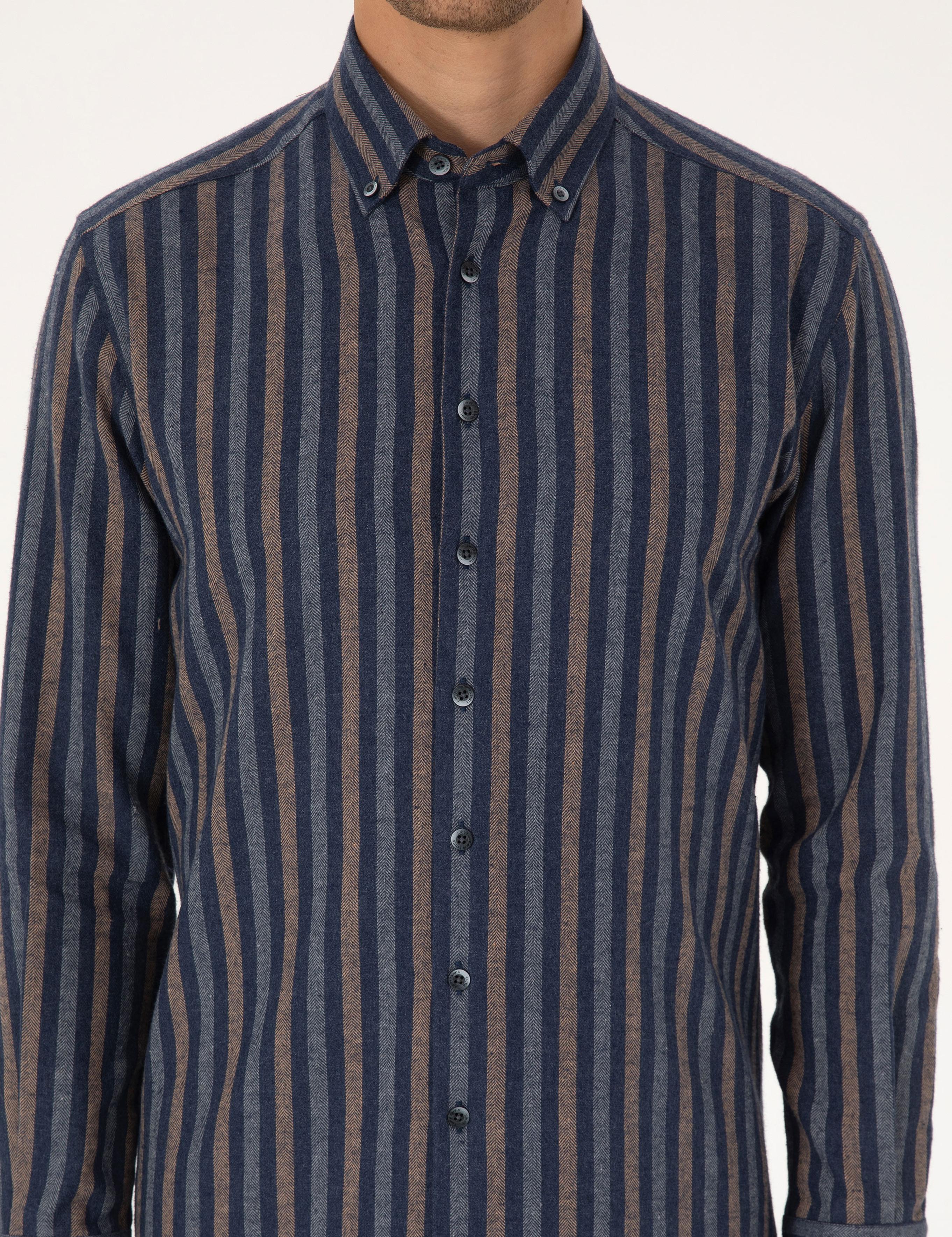 Lacivert Regular Fit Uzun Kollu Gömlek