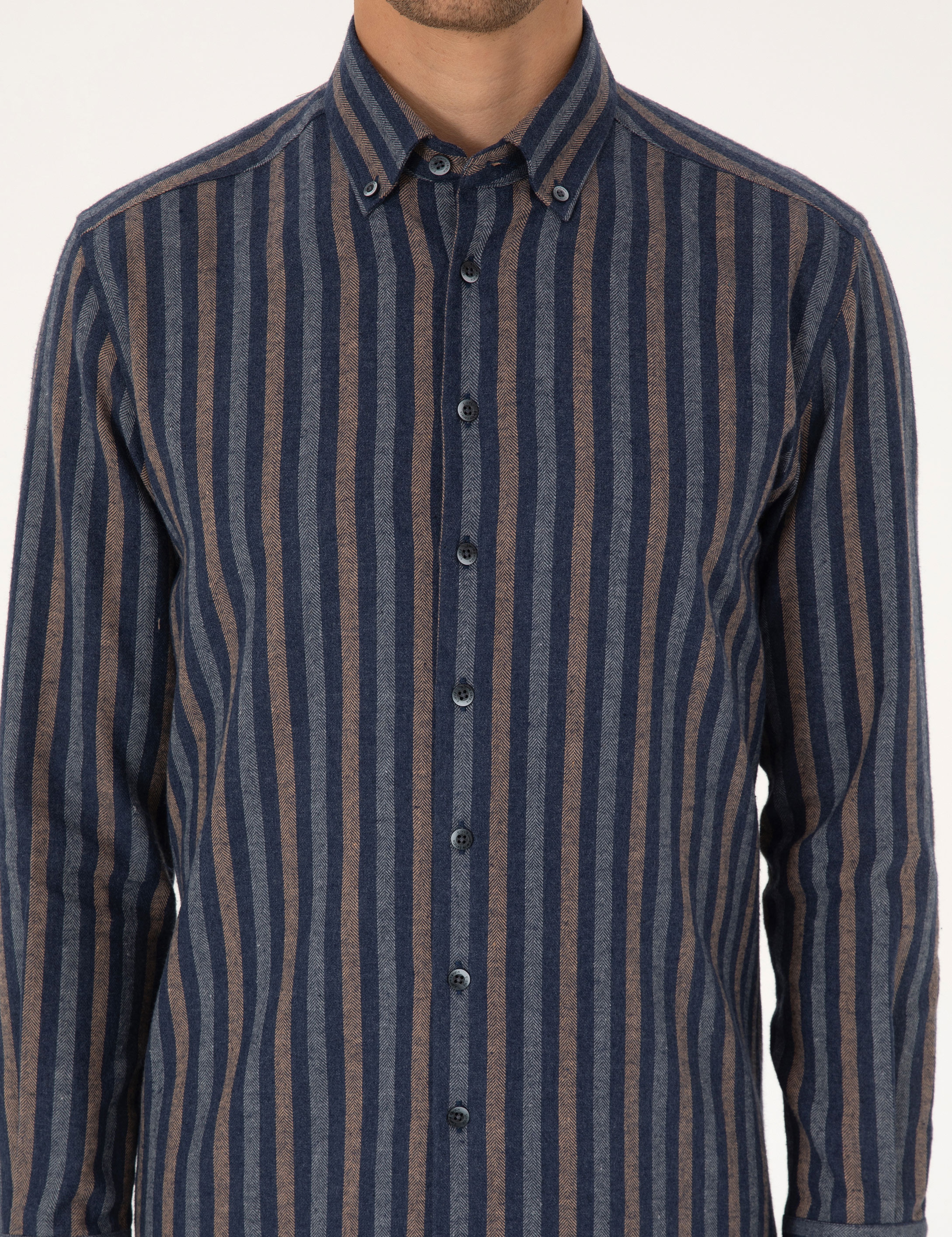 Lacivert Regular Fit Uzun Kollu Gömlek - Image 6