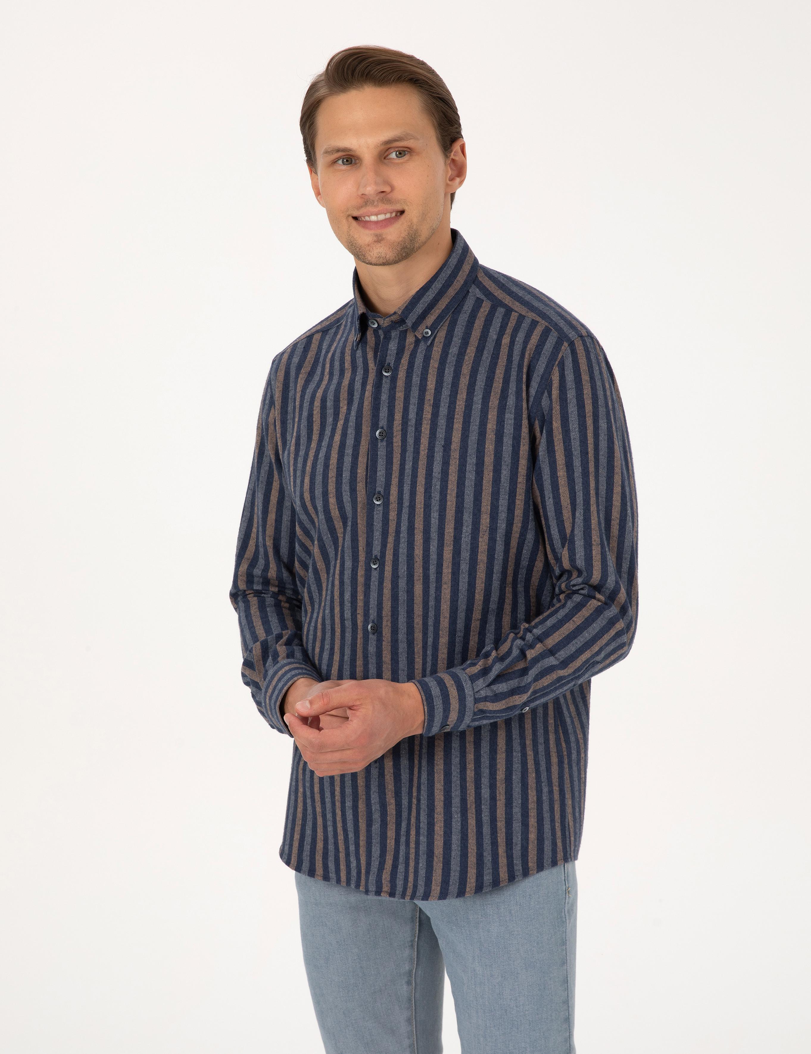 Lacivert Regular Fit Uzun Kollu Gömlek