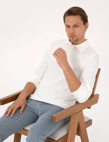 Ekru Slim Fit Sweatshirt