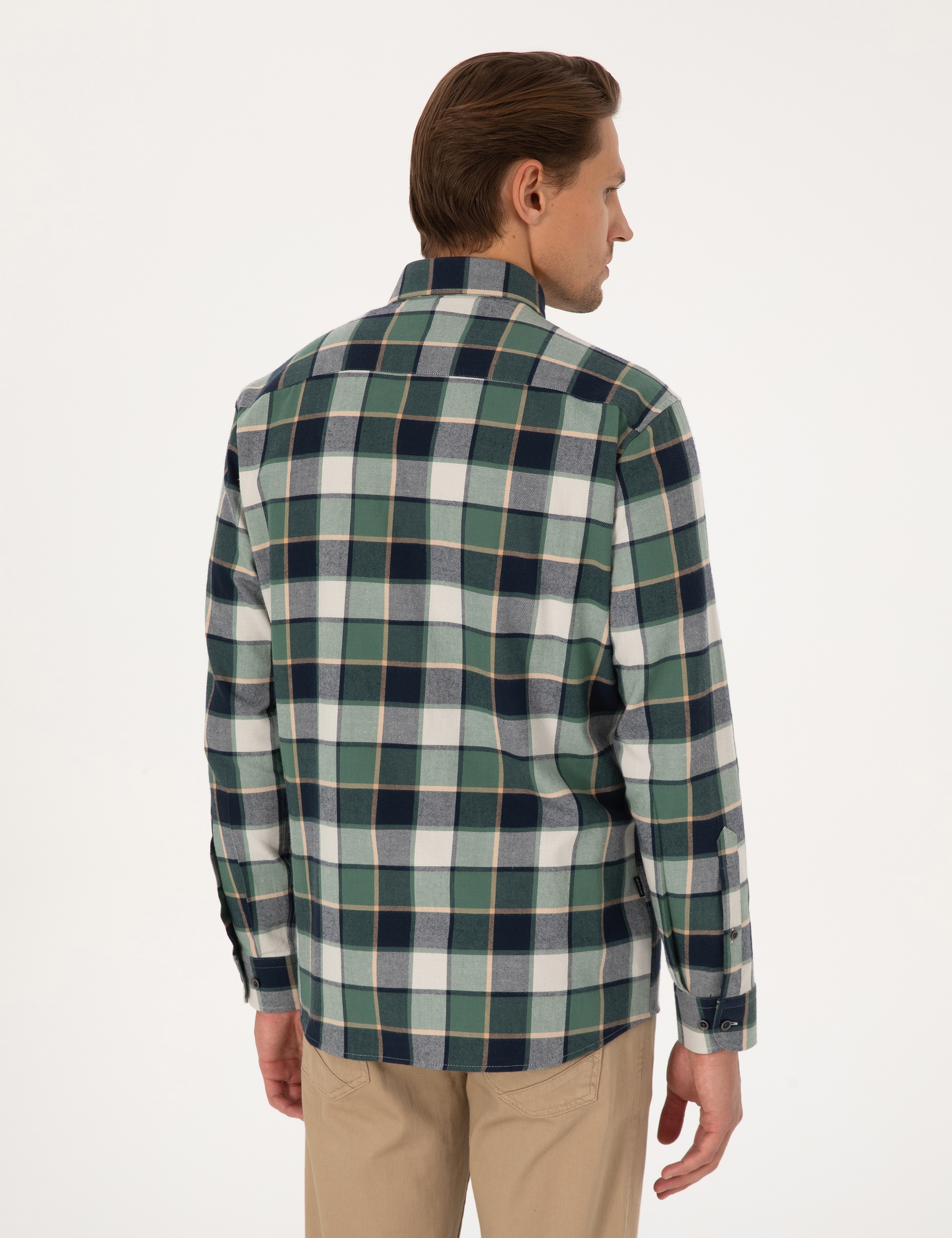 Koyu Haki Regular Fit Uzun Kollu Gömlek - Image 5