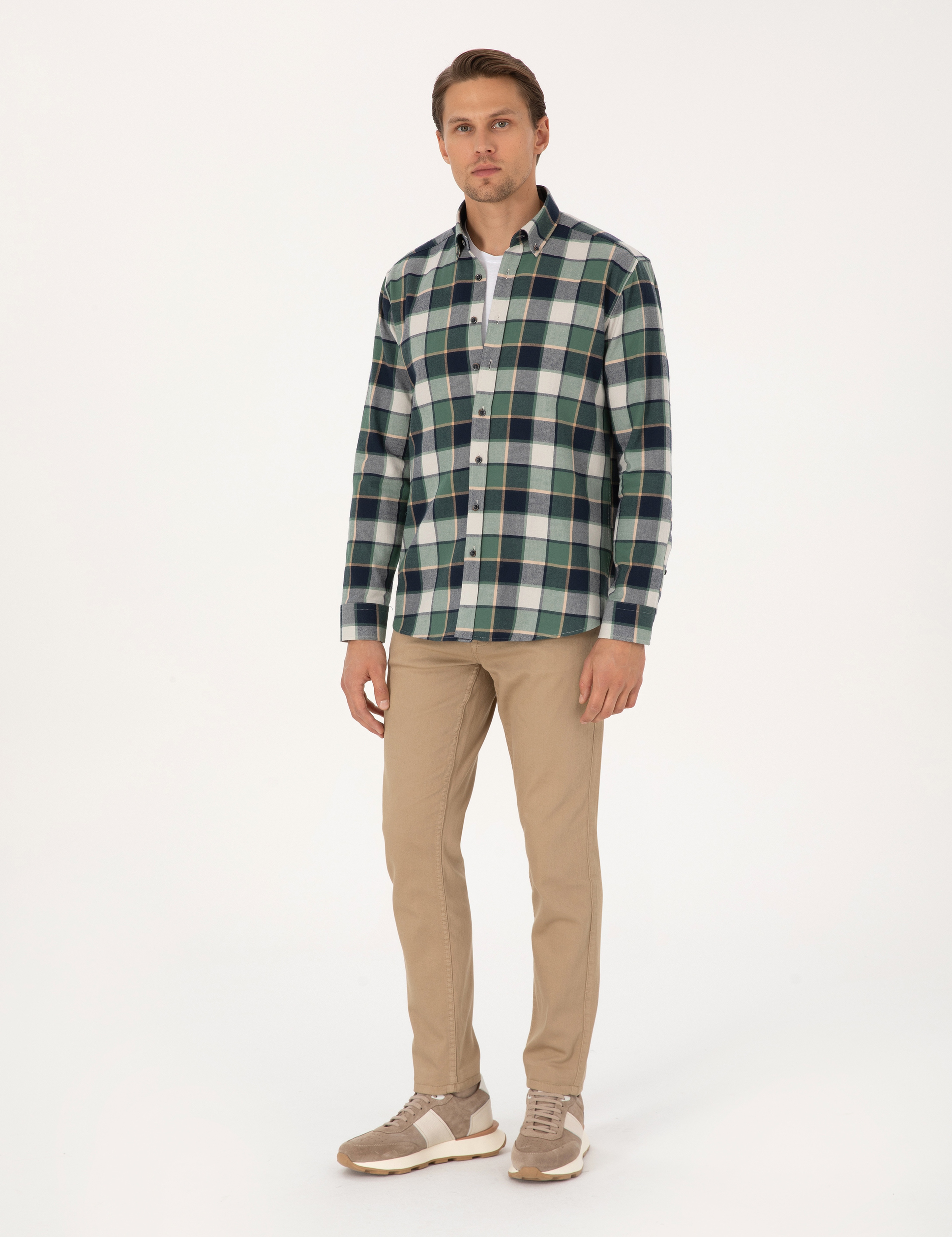 Koyu Haki Regular Fit Uzun Kollu Gömlek - Image 4