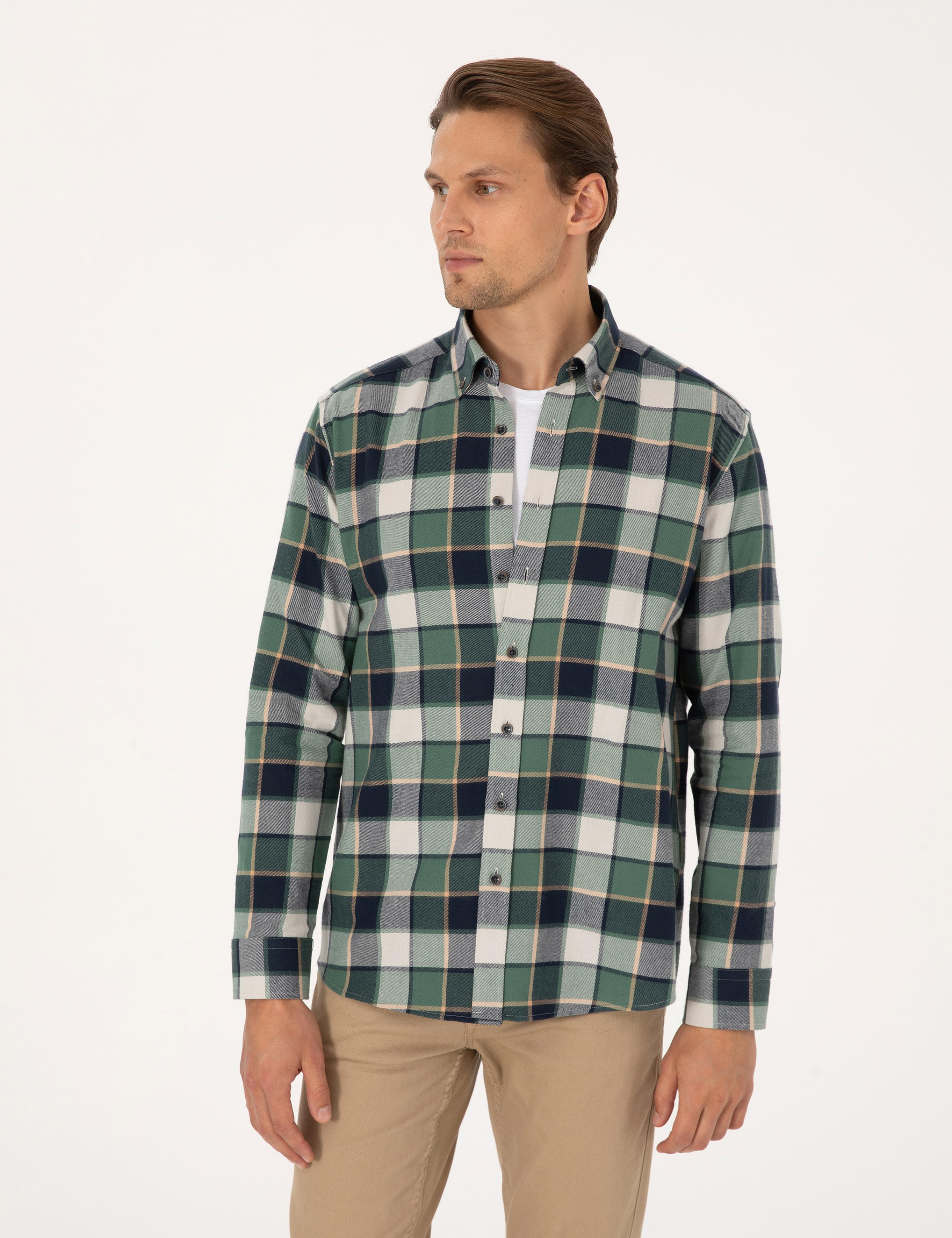 Koyu Haki Regular Fit Uzun Kollu Gömlek