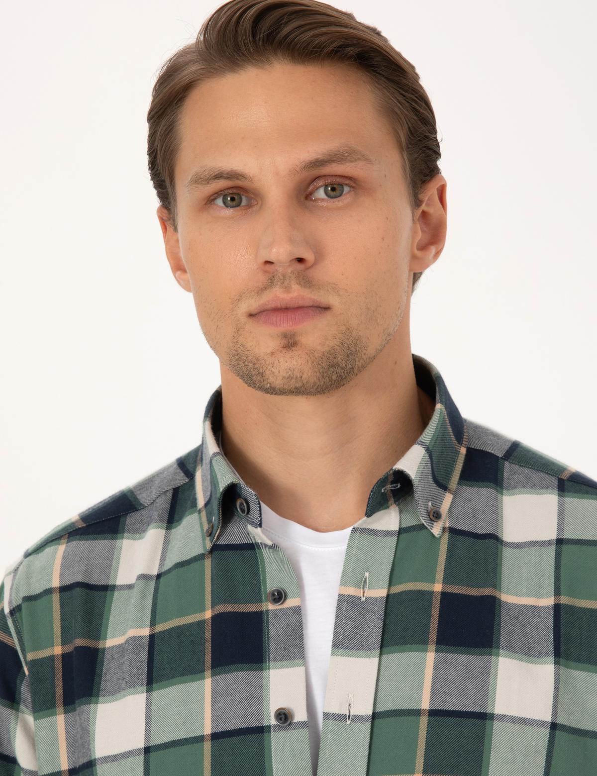 Koyu Haki Regular Fit Uzun Kollu Gömlek - 50312386005