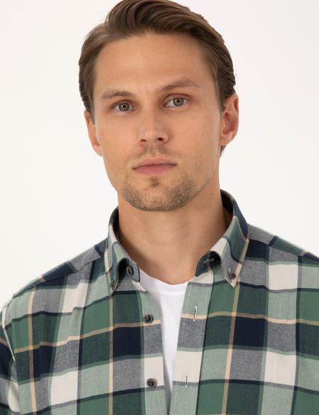 Koyu Haki Regular Fit Uzun Kollu Gömlek - 50312386005