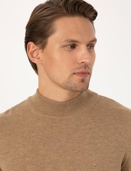 Camel Melanj Slim Fit Yarım Balıkçı Yaka Basic Triko Kazak - 50315457067