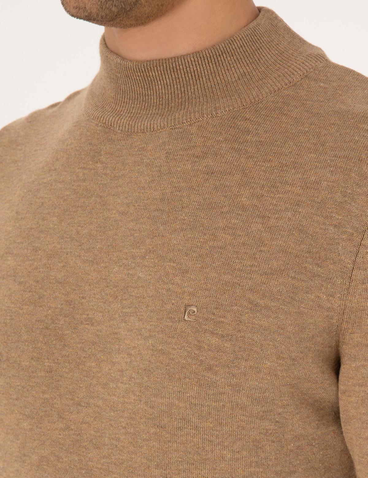 Camel Melanj Slim Fit Yarım Balıkçı Yaka Basic Triko Kazak - 50315457067