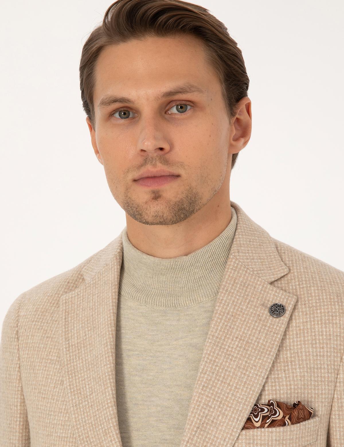Bej Slim Fit Ceket - 50313336206