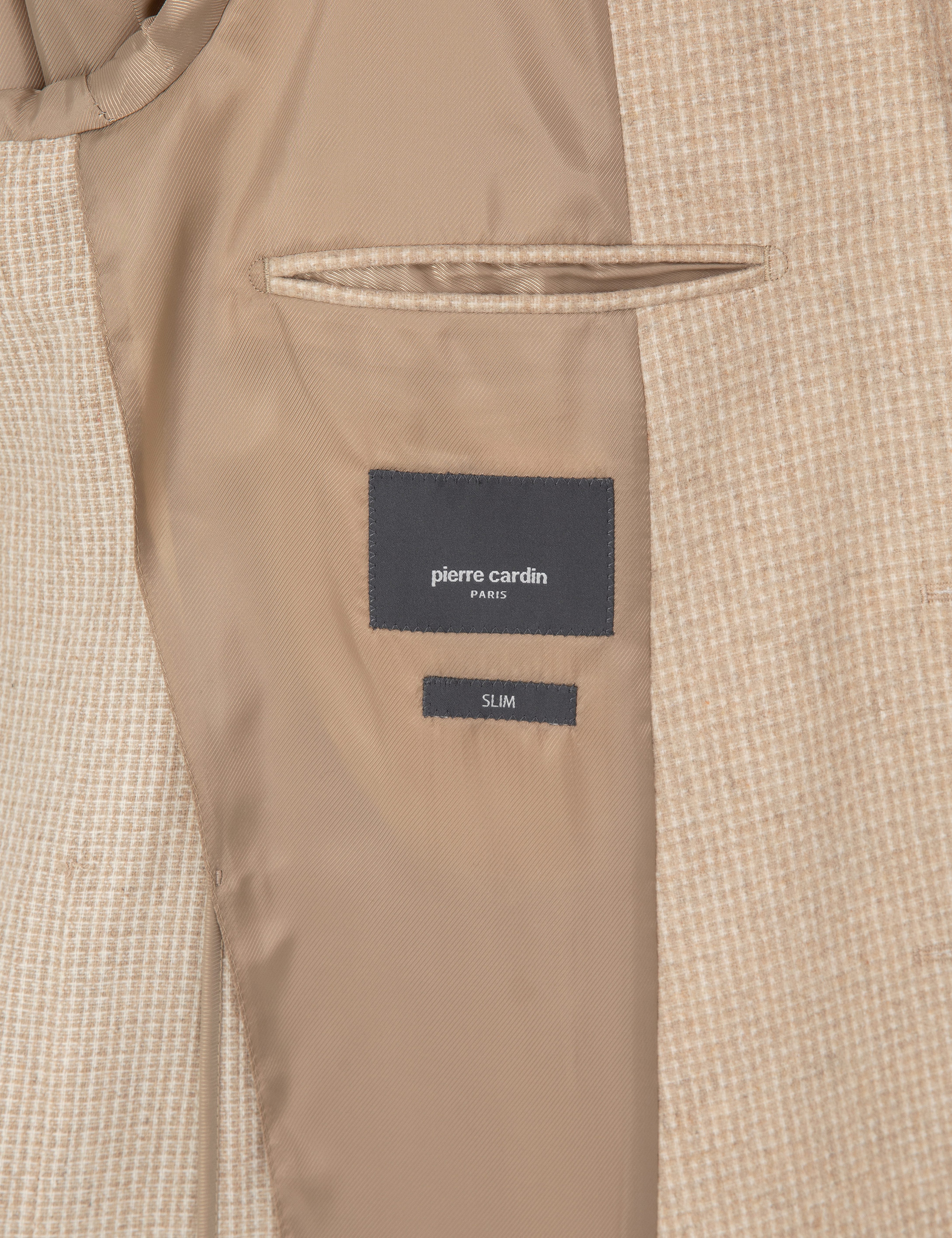 Bej Slim Fit Yün Karışımlı Ceket - Image 6