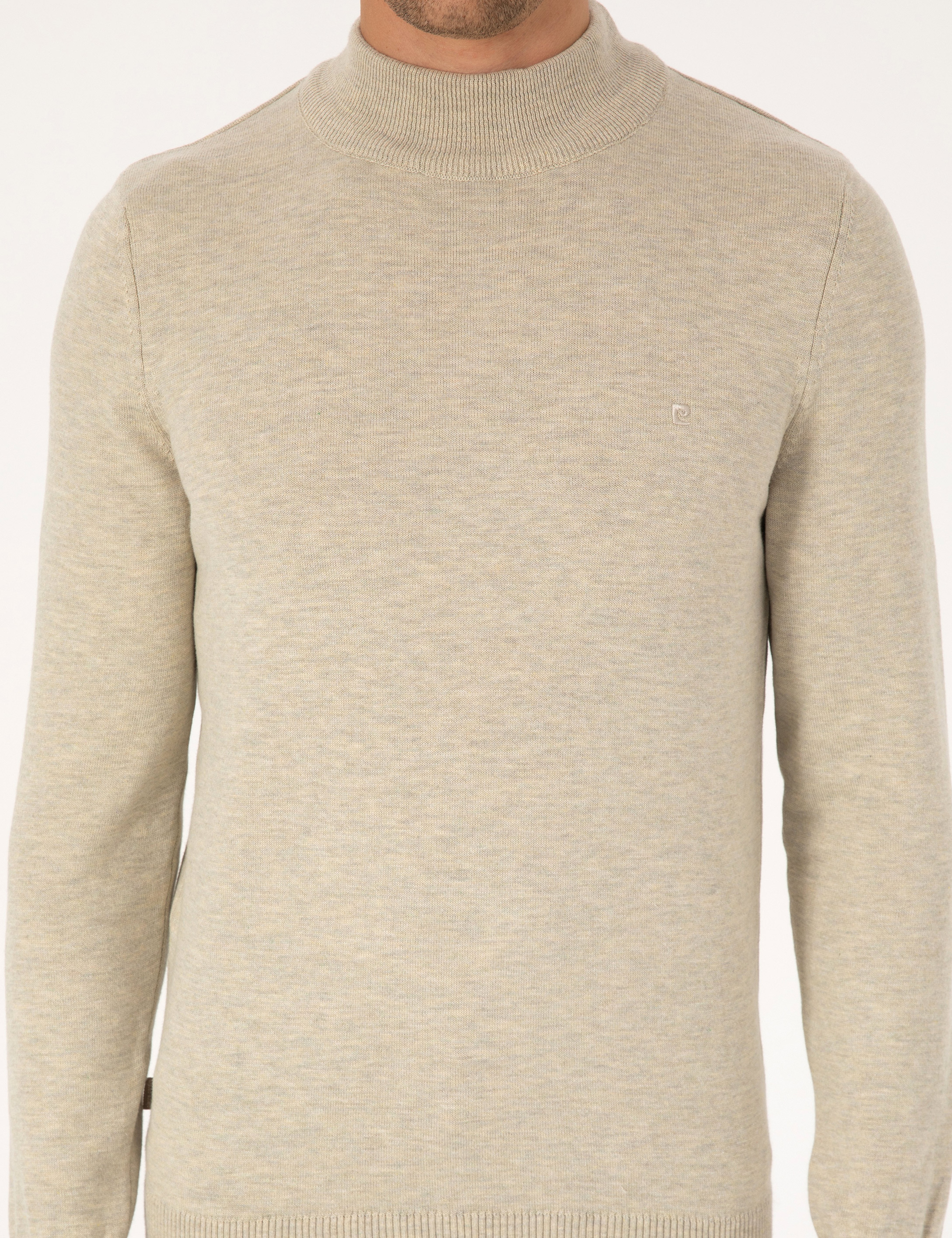 Kum Melanj Slim Fit Yarım Balıkçı Yaka Basic Triko Kazak