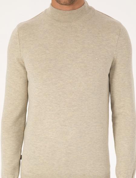 Kum Melanj Slim Fit Yarım Balıkçı Yaka Basic Triko Kazak - 50315457076