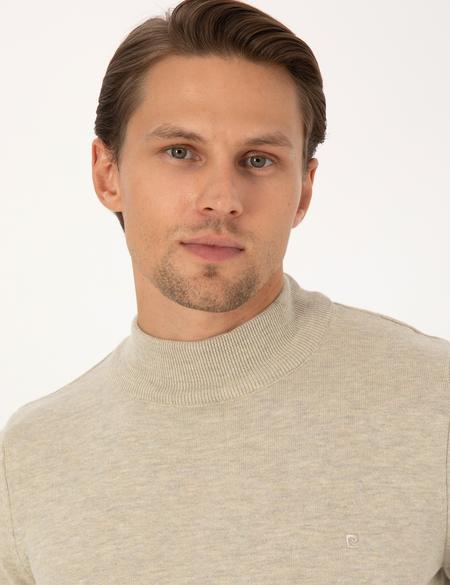 Kum Melanj Slim Fit Yarım Balıkçı Yaka Basic Triko Kazak - 50315457076