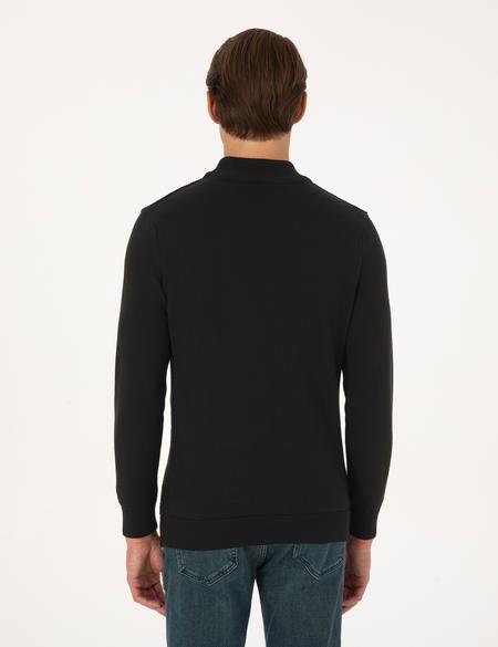 Siyah Slim Fit Yarım Balıkçı Yaka Triko Kazak - 50315912017