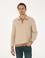 Bej Regular Fit %100 Yün Polo Yaka Düğmeli Triko Kazak