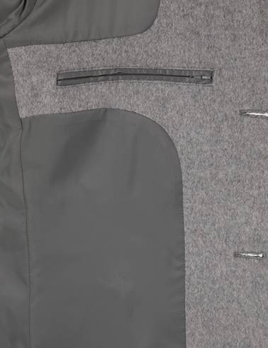 Antrasit Ekstra Slim Fit Yün Karışımlı Kaşe Kaban