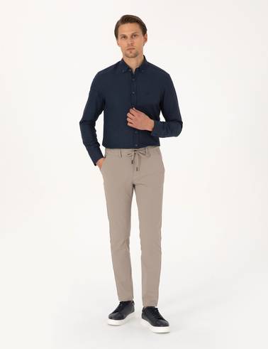 Lacivert Slim Fit Uzun Kollu Gömlek