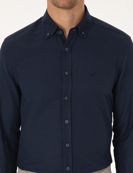 Lacivert Slim Fit Uzun Kollu Gömlek - 50297998026
