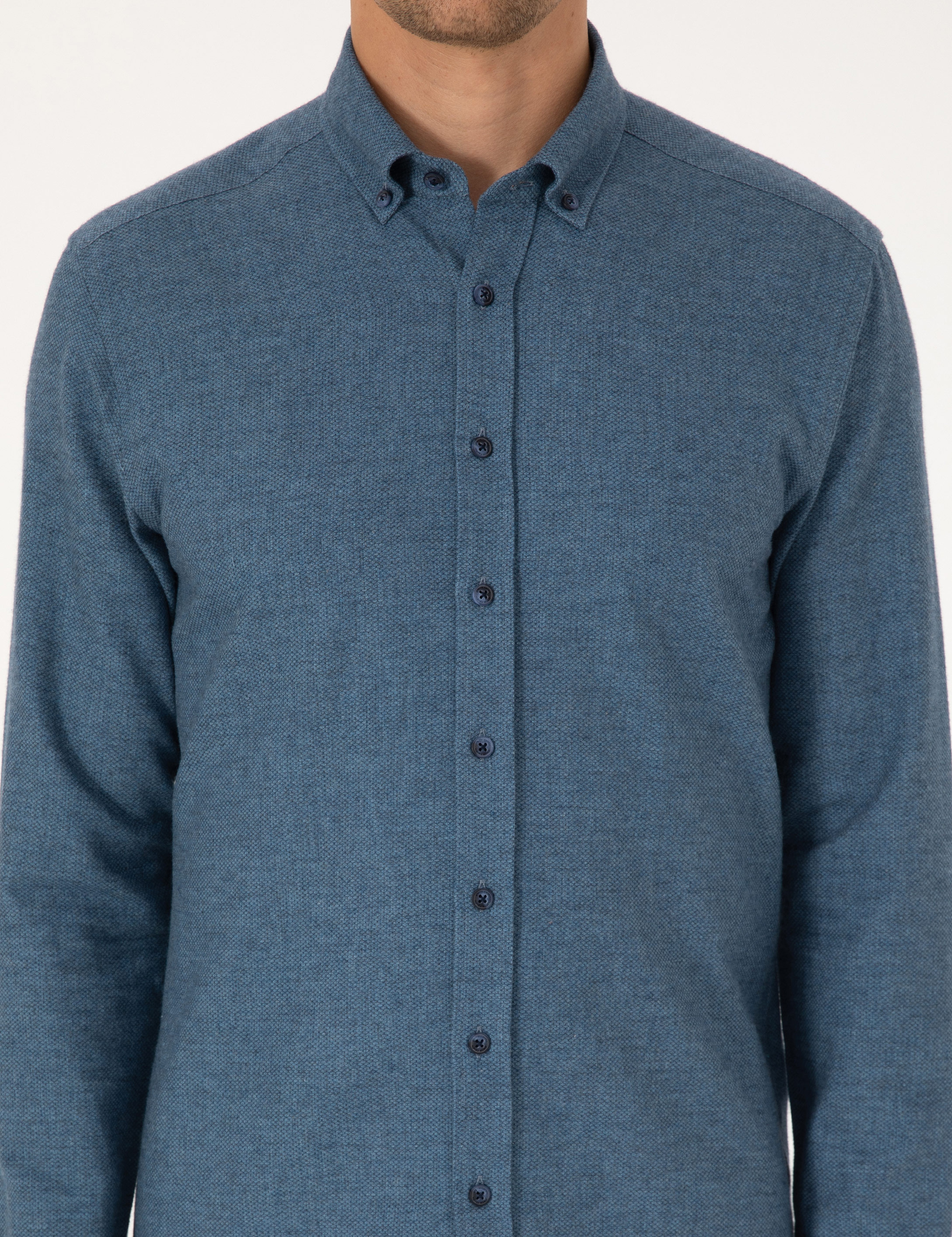 Mavi Slim Fit Uzun Kollu Gömlek - Image 6