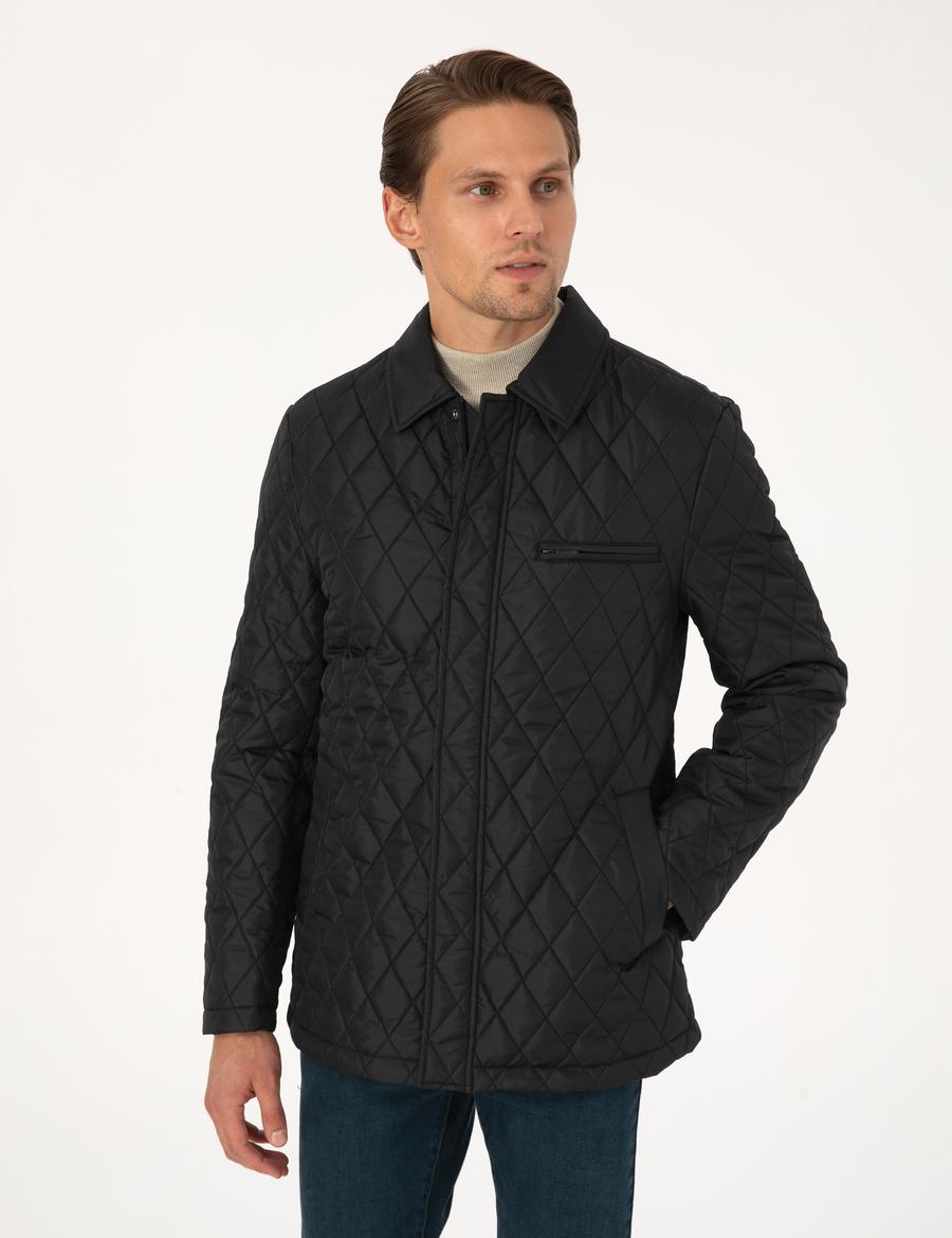 Siyah Gömlek Yaka Mont